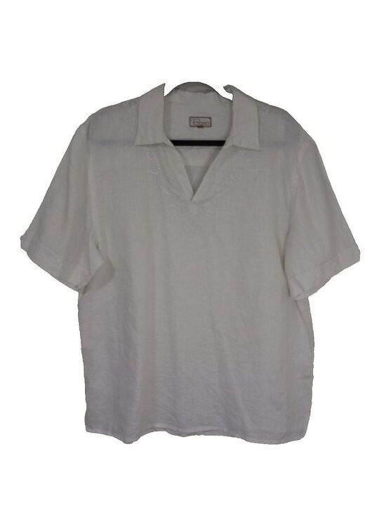 Bohio Other - Bohio Mens 100% Linen Shirt Pullover Short Sleeve White Size L Summer